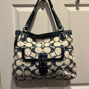 RARE Coach Poppy Signature C Crosshatch Canvas Glam Tote